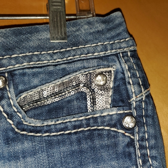 Rock Revival Buckle Sasha Women's Size 31 Bling Flap Pocket Straight Denim Jeans - Picture 5 of 6